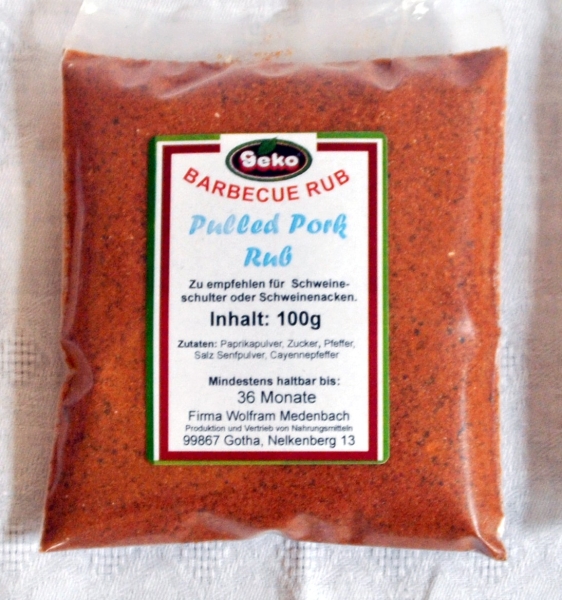 "GEKO" Pulled Pork Rub - 100g BBQ Rub Grillgewürzm. für Schweineschulter #5753